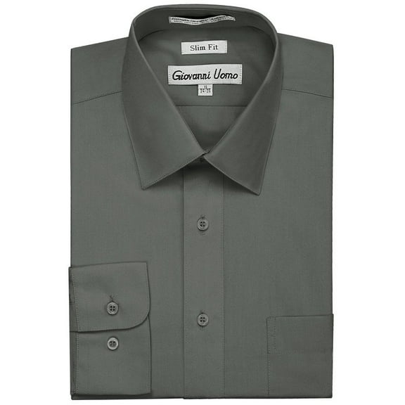 Gentlemens Collection Mens Dress Shirts - Slim Fit Long Sleeve Solid Dress Shirt - Best Dress Shirts for Men