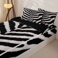 thumbnail image 3 of Erosebridal Zebra Stripe Zipper Queen Comforter Set with Fitted Sheet and 2 Pillowcases,Animal Line Zipper Bedding Set For Girls,Black Reversible,4-Piece, 3 of 7