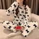 thumbnail image 3 of 2022 Autumn Winter Warm Flannel Women Pyjamas Sets Thick Coral Velvet Long Sleeve Cartoon Sleepwear Thin Flannel Pajamas Set, 3 of 4