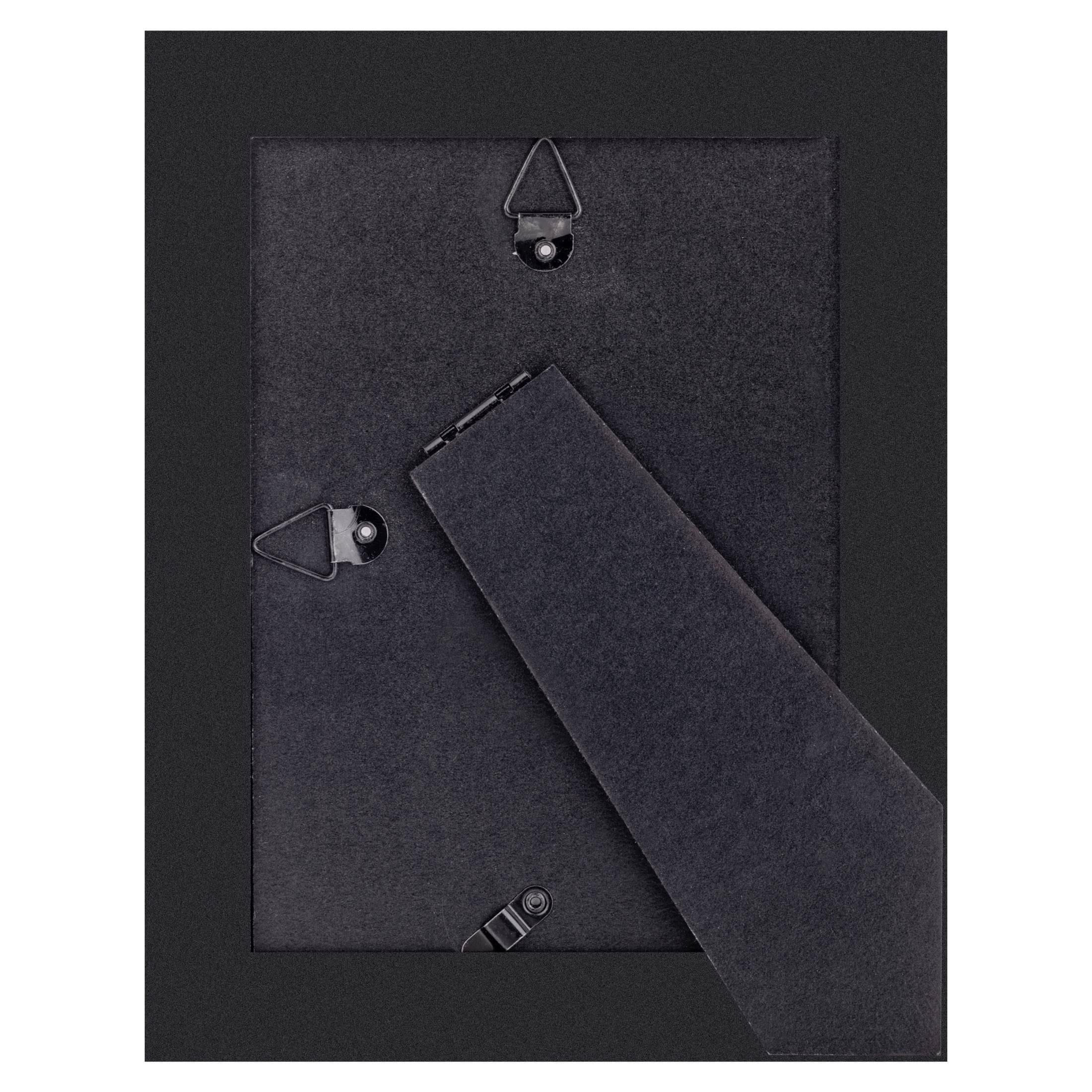 Gallery Solutions Flat Black Picture Frame Double White Mat Tabletop Wall Display 5" x 7" 1-pack