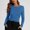 Light Blue, variant on Long Sleeve Shirts for Women Solid Color Sexy Crew Neck Fitted Casual Tee Fall Fashion Slim Basic Tops