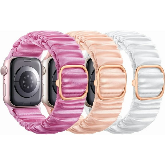 XiHAMA Scrunchie Bands Compatible with Apple Watch Bands Women 41mm 40mm 38mm 42mm 45mm 46mm, Stylish Stretchy Band Waterproof Elastic Solo Strap Wristband for iWatch SE Apple Watch Series10 9 876543