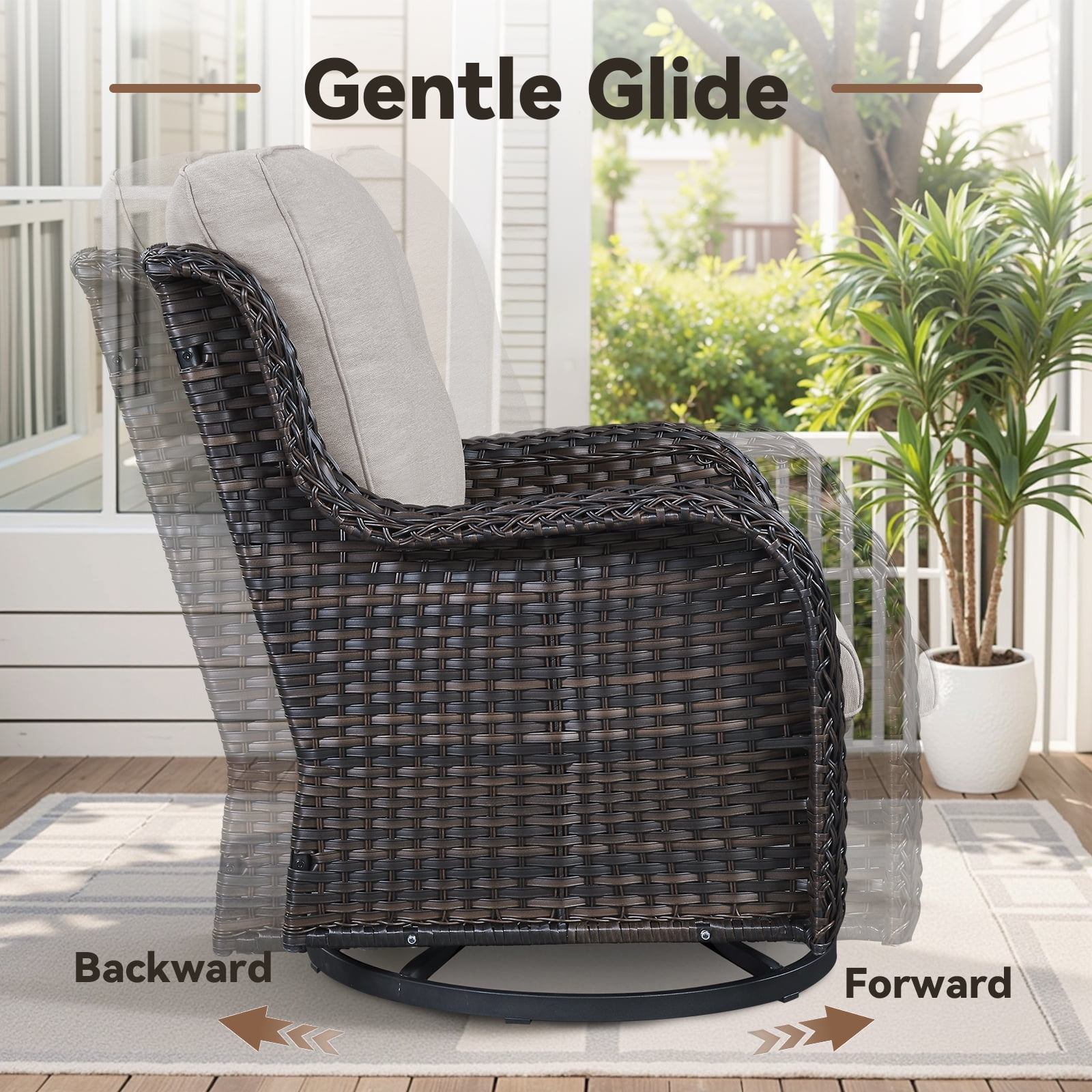 Bellefurn 11 Pieces Patio Furniture Sets with Fire Pit and Swivel Rocker Chairs,Outdoor Furniture with Fire Pit and Side Table Outdoor Conversation Set for Porch Deck Backyard Poolside