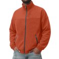 thumbnail image 4 of MXUIKV Men's Jacket Fall Plus Size Lightweight Fleece Zip up Mock Neck Casual Coat Outerwear with Pockets(Large,Orange), 4 of 7