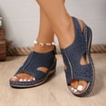 thumbnail image 2 of Rokment Womens Platform Wedges Gladiator Sandals 2026 Beach Comfortable Vintage Leather Hollow out Orthopedic Walking Dress Slingback Summer Shoes Navy Size 7.5, 2 of 8