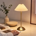 thumbnail image 6 of Cordless Pleated Table Lamp, Rechargeable Vintage Bedside Lamp, Portable Fabric Shade Night Light for Bedroom Dining Room Home Decor, 6 of 8