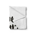 thumbnail image 2 of Be Our Guest Soft Flannel Fleece Blanket, Ink Brush Painting Style Calligraphic Words in Hand Written Print, Cozy Plush for Indoor and Outdoor Use, 50" x 60", White and Charcoal Grey, by Ambesonne, 2 of 5