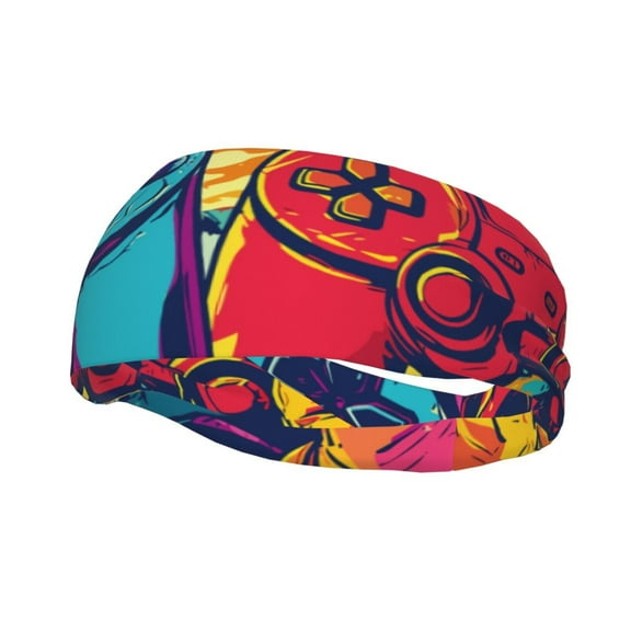 Lsque Gaming Pattern Sweatbands Sports Headband for Men & Women - Moisture Wicking Athletic Cotton Terry Cloth Sweatband for Tennis, Basketball, Running