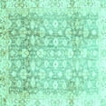thumbnail image 1 of Ahgly Company Machine Washable Indoor Square Oriental Turquoise Blue Traditional Area Rugs, 8' Square, 1 of 4