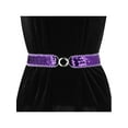 thumbnail image 4 of INSPIRE CHIC Women's Shimmer Skinny Stretchy Waist Belts Sequins Decor Slim Elastic Belts 2PCS Silver side Purple, 4 of 6