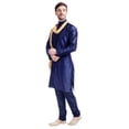 thumbnail image 3 of Foulard Kurta Pyjama pour Hommes Vêtements Indiens Robe de Fête de Mariage Indienne (Bleu, TG), 3 of 6