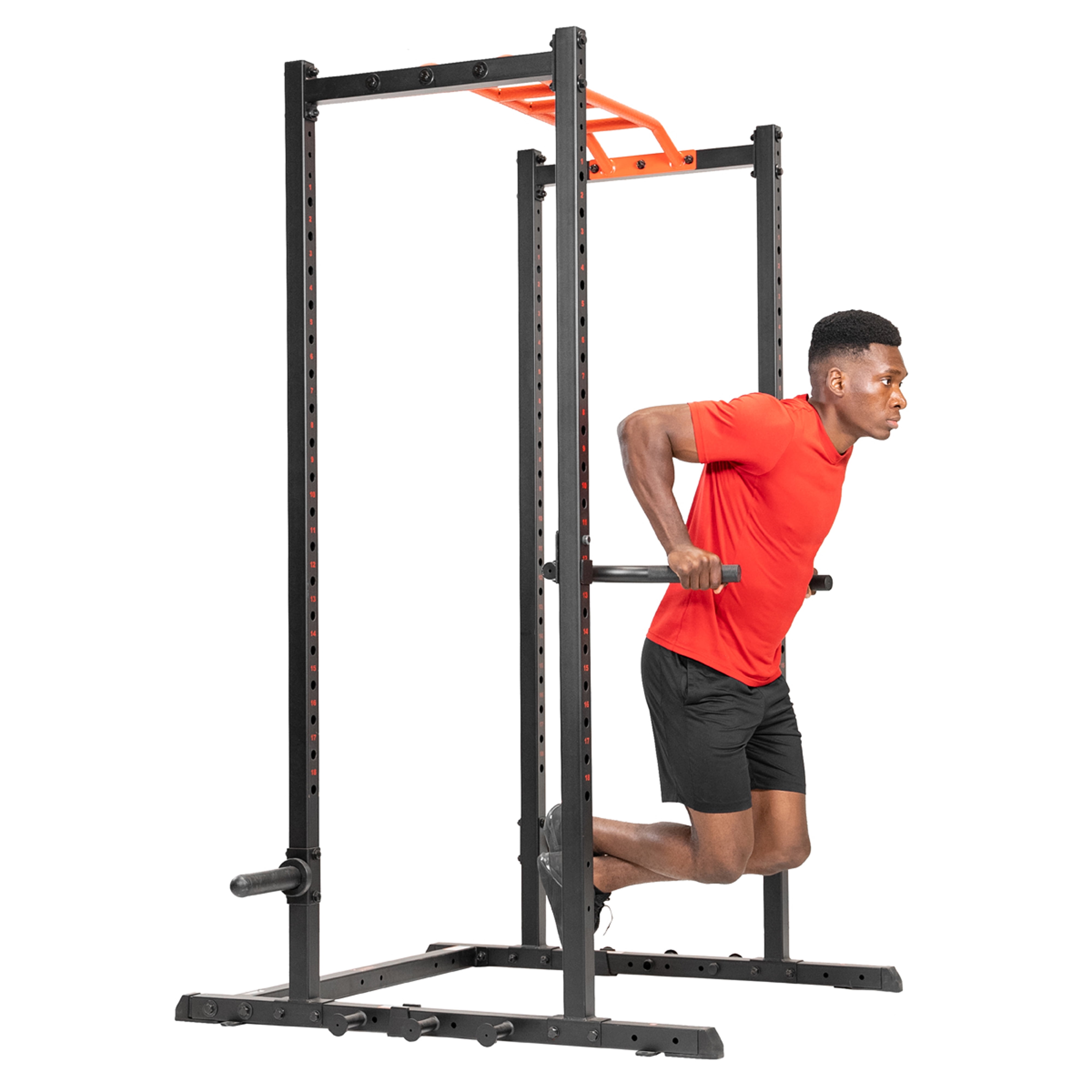 Sunny Health & Fitness Dip Bar Exercise Machine Attachment for Power Racks and Cages Knurled Grip, Push Up, Cage Attachment, Gym Set, SF-XFA002