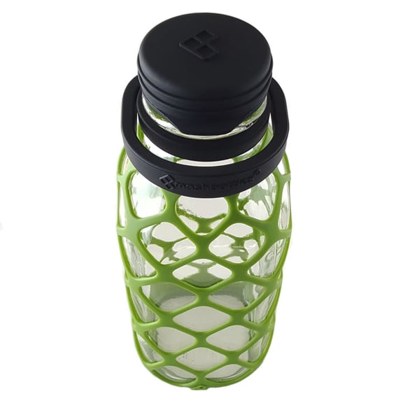 Meshbottles with Silicone Top - Olive Green - Plastic-free, BPA-free, Phthalate-free Glass Water Bottle - 32 oz