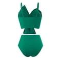 thumbnail image 6 of MIXUE Swim Suits for Women Solid Color 2 Piece High Waisted Bow Bikini Sets for Women Set Front Ruched Swimwears Holiday Wear,Green,L, 6 of 6