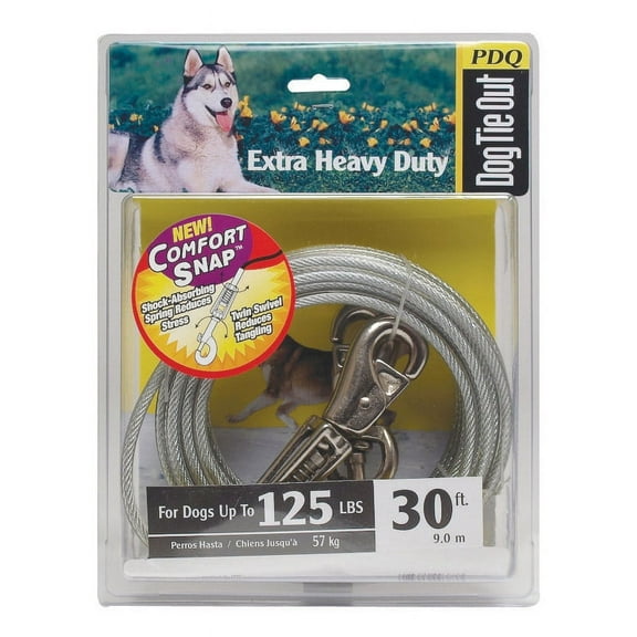 Boss Pet PDQ Silver Tie-Out Vinyl Coated Cable Dog Tie Out X-Large