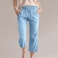 thumbnail image 2 of Ruyang Capri Pants for Girls Cotton Linen Wide Leg Pants Summer Capris Pant Palazzo Loose Fit Casual Trousers Pockets 2026 Trendy, 2 of 9