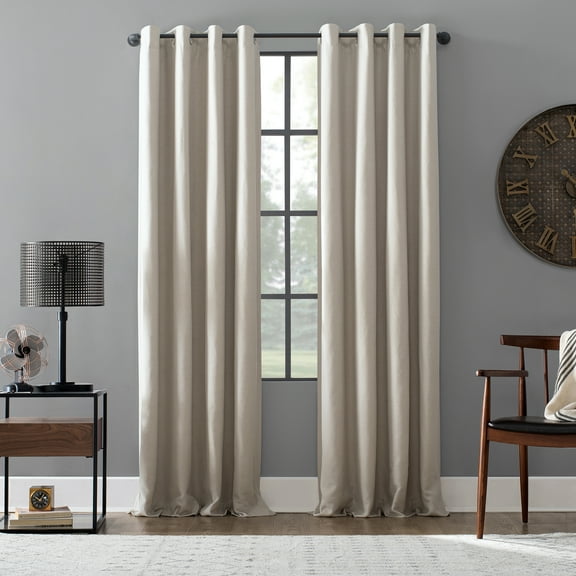 Archaeo Linen Blend Blackout Grommet Top Curtain, 52"x95", Pearl