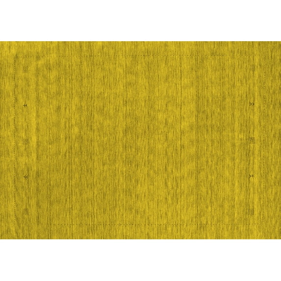 Ahgly Company Machine Washable Indoor Rectangle Abstract Yellow Contemporary Area Rugs, 8' x 12'