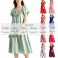 thumbnail image 4 of AGWOLF Nightgowns for Women Long Short Sleeve Night Gown V Neck Folwy Victorian Sleep Dress Soft Night Dresses Ladies Sleepwear Pink Free Size, 4 of 9
