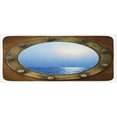 thumbnail image 1 of Ship Kitchen Mat, Port Ship Window Themed Design Looking at Ocean Nautical Marine Design, Plush Decorative Kitchen Mat with Non Slip Backing, 47" X 19", Brown Blue Earth Yellow, by Ambesonne, 1 of 1
