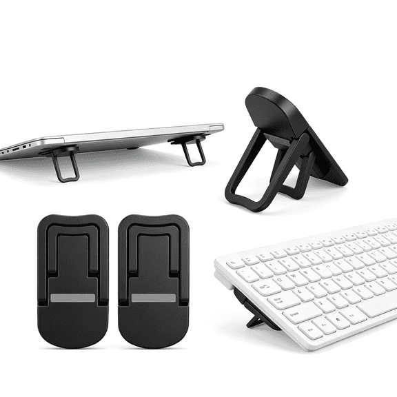 SEPTRIO TUWAFE 2 Pcs Portable Keyboard Stand, Dual Tilt Angle Adjustment, Foldable Cooling Mini Notebook Stand Riser Self-Adhesive Feet for Most Keyboards (Black)