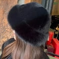 thumbnail image 4 of Inglocry Womens Winter Faux Fur Bucket Hat 2025 New Fashion Solid Color Warm Plush Fluffy Hats Thick Fisherman for Women Coffee, 4 of 5