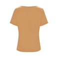 thumbnail image 5 of YFNNUP Cowl Neck Tops for Women Dressy Casual Short Sleeve Shirts Fashion 2026 Summer Blouse Shirt Solid T-Shirt Pleated Work Tops, 5 of 6