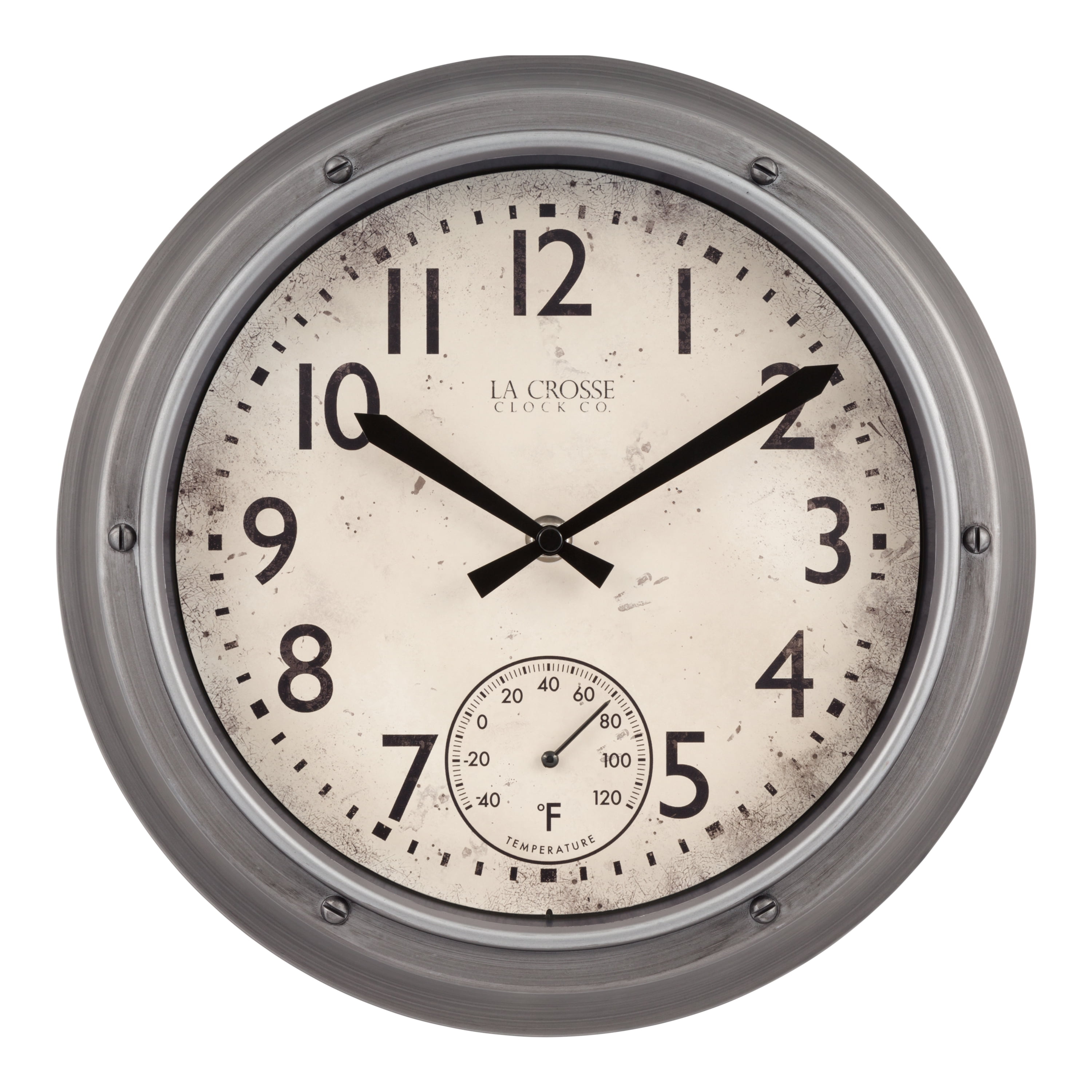 La Crosse Clock 12" Outdoor/Indoor Quartz Wall Clock with Thermometer