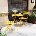 thumbnail image 4 of Decksplore 3-Piece Folding Metal Outdoor Bistro Set, Table and 2 Chairs, Yellow, 4 of 7