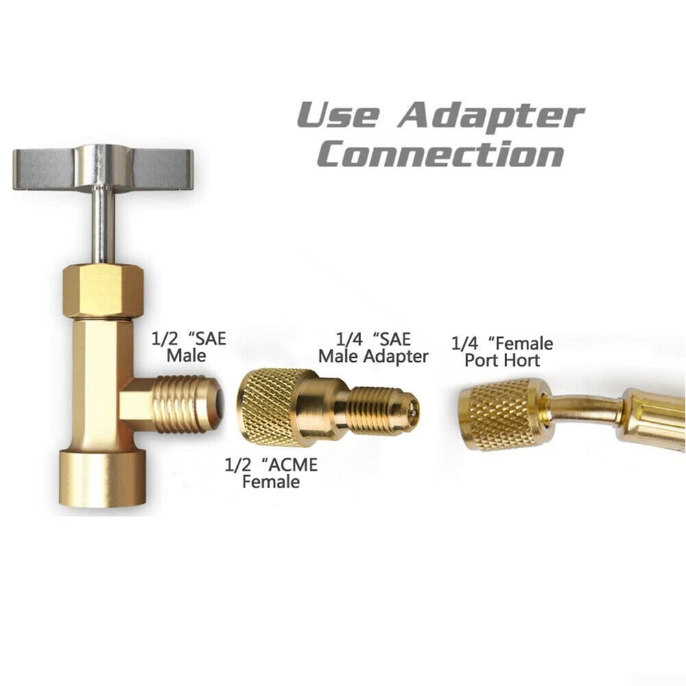 ACME A/C R134a Brass Fitting Adapter 1/4" Male To 1/2" Female Valve Core Tool VP 