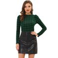 thumbnail image 1 of INSPIRE CHIC Camiseta de manga larga con cuello redondo y manga abullonada para mujer Verde XL, 1 of 4