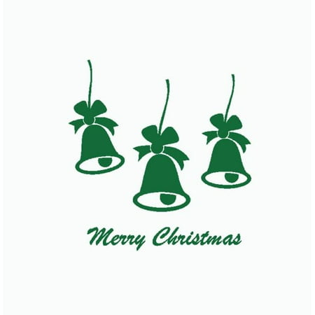 Merry Christmas Wishing Quotes Merry Christmas Bell Quote Wall Sticker Home Shop Windows Decals Decor Removable ()