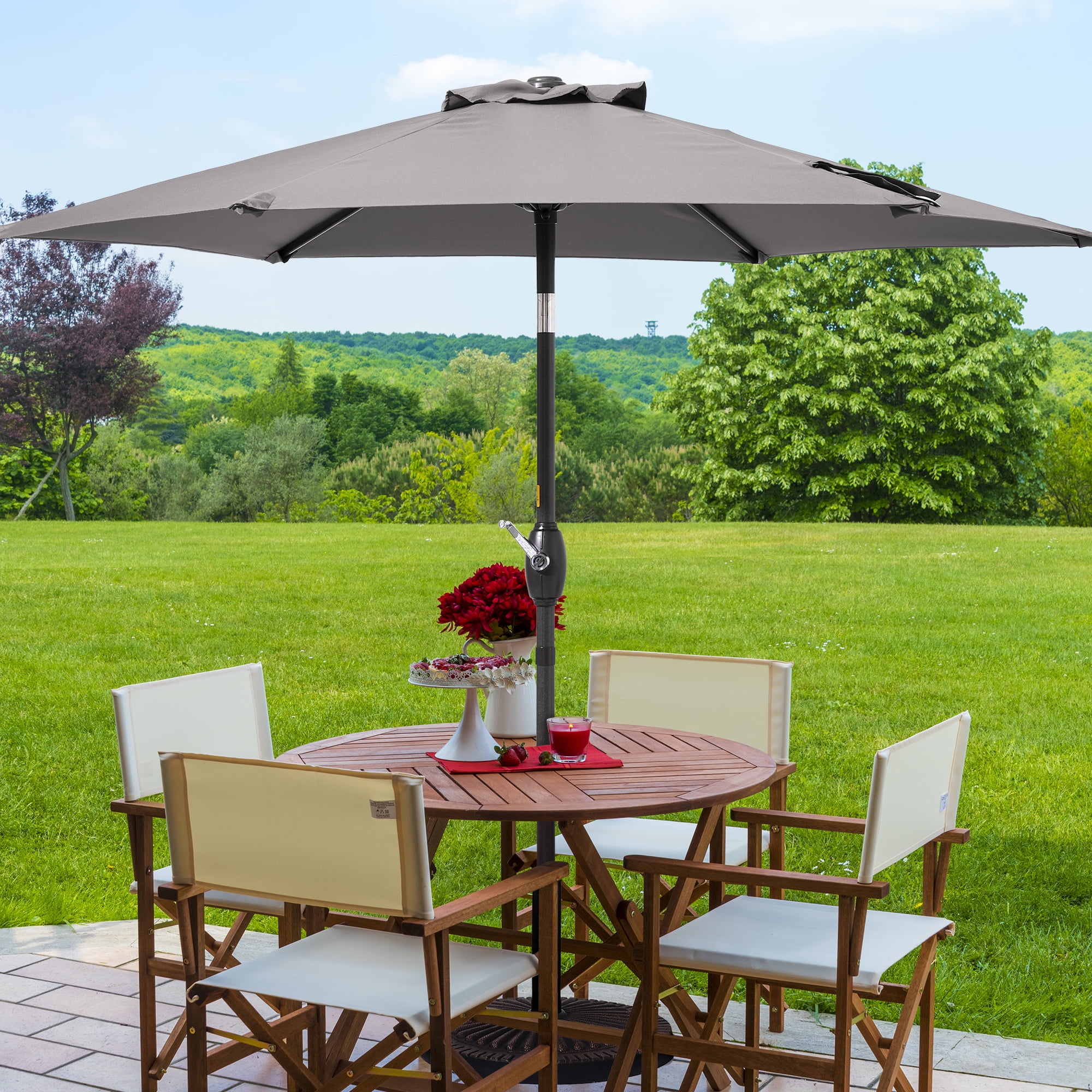 CHYVARY 7.5 FT Patio Shade Umbrellas with Tilt Button for Patio,Outdoor,Garden and Pool, Gray