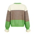 thumbnail image 3 of Womens Fall Trendy Striped Cardigan Sweaters Ruffle Sleeve Button Up Loose Color Block Sweater Coats(Green 002,XL), 3 of 4