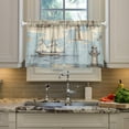 thumbnail image 5 of 36 Inch Length Kitchen Curtains Nautical Old Ship Shapes 2 Panels Half Window Sheer Curtains Rod Pocket Farmhouse Short Drapes for Bathroom Cafe Basement Home Decor, 5 of 7