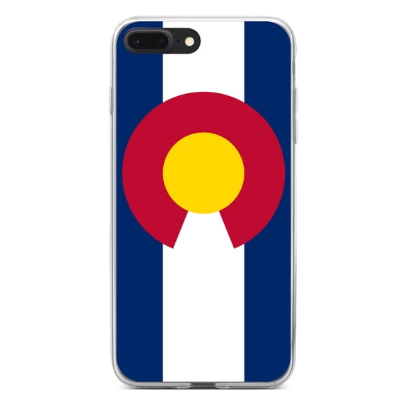 DistinctInk Clear Shockproof Hybrid Case for iPhone 7 PLUS / 8 PLUS (5.5" Screen) - TPU Bumper, Acrylic Back, Tempered Glass Screen Protector - Colorado State Flag - US State Flag