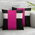 thumbnail image 3 of Patchwork Striped Throw Pillow Covers Hot Pink Black Stripes Pillow Covers Aesthetic Geometric Soft Cushion Cases For Kids Women Rustic Bedroom Home Office Sofa Bed, 3 of 5