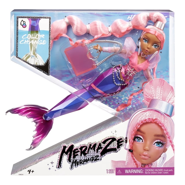Muñeca de moda sirena Mermaze Mermaidz Cambio de color Harmonique con atuendo de diseñador