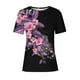 thumbnail image 4 of ICHUANYI Clearance Women Fashion Summer Sexy Fold Printed Regular Women Short Sleeves Round Neck Button Top(Black, L) ICHUANYI WER2023080907020, 4 of 5