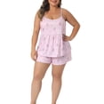 thumbnail image 2 of Agnes Orinda Women's Plus Size 2 Piece Pajama Set Floral Camisole Top and Shorts Lingerie Nightwear Lounge Home Sleepwear Set 1X Pink, 2 of 6