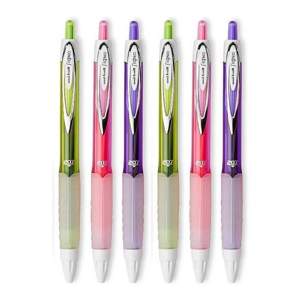 Uniball Signo 207 Retractable Gel Pens, Medium Point, 0.7mm, Assorted