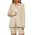 thumbnail image 2 of Chbgutlmr 2 Piece Sets for Women Dressy Long Sleeve Open Front Blazer with Shorts Business Casual Suits Set, 2 of 9