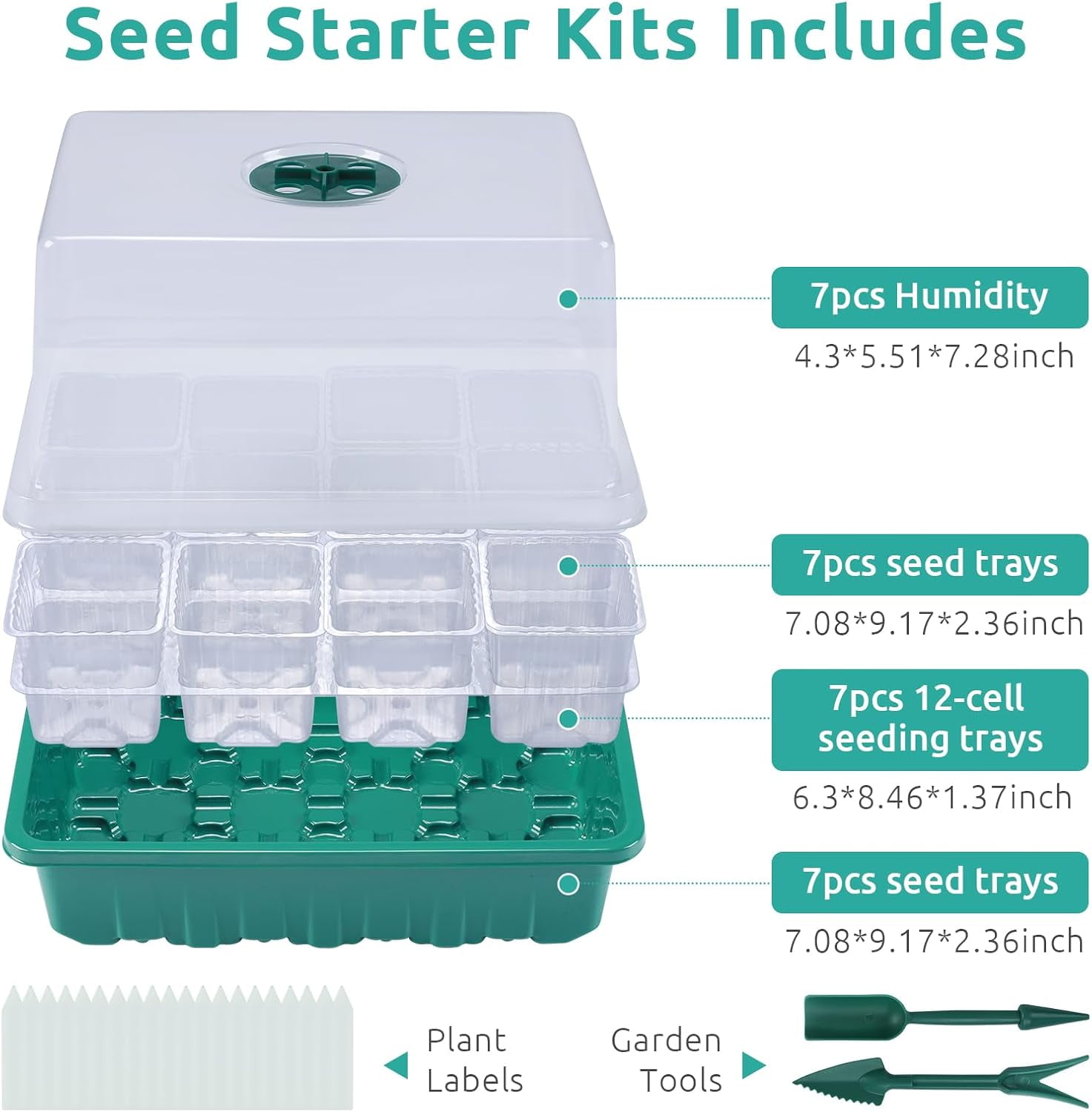 Seed Starter Tray Kit with Humidity Dome and Base, Reusable for Plants Indoor-Clear