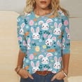 thumbnail image 2 of lcziwo Sales of The Day Easter Shirts for Women Casual 3/4 Length Sleeve Tshirts Funny Egg Bunny Graphic Tees Crew Neck Blouse Holiday Tops Multicolor S, 2 of 6