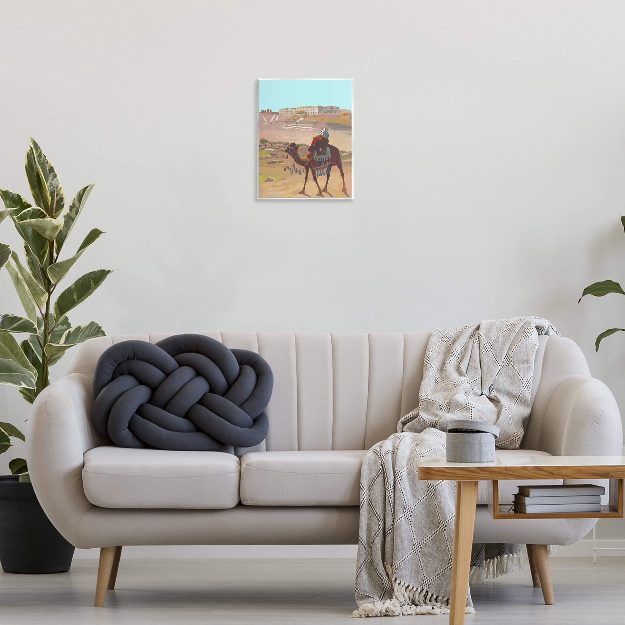 Stupell Industries Camel in Desert Town Landscape Painting Unframed Art Print Wall Art, 11 x 14