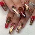 thumbnail image 3 of Fofosbeauty 24pcs Press on False Nails,Fake Nails for Gifts,Coffin Burgundy Smudge, 3 of 10