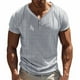 thumbnail image 1 of pstuiky camiseta de hombre, Camisa de manga corta con cuello en V y ventilación con botones de color liso para hombre camisetas de hombre l, 1 of 7