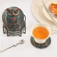 thumbnail image 5 of Haosy Set of 6 Drink Woven Coaster with Holder Heat Resistant Non-Slip Bar Coasters 4 Inches Valentines Owl on Tree Branch, 5 of 7