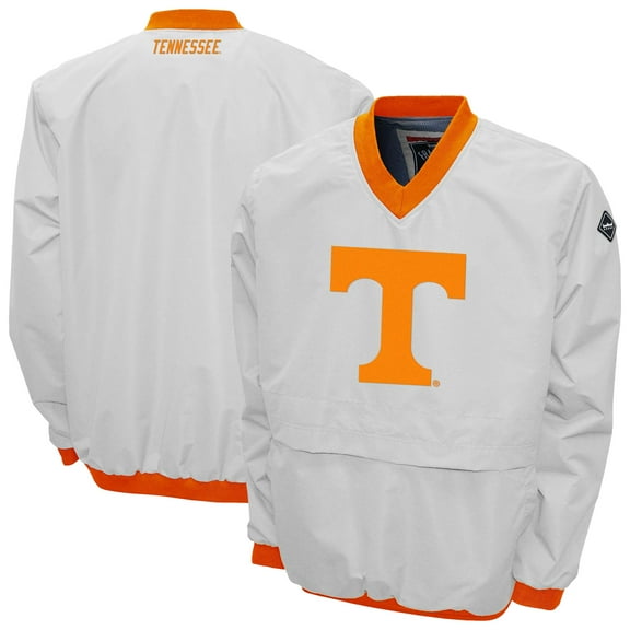 Men's Franchise Club White Tennessee Volunteers Big Logo Windshell V-Neck Pullover Jacket