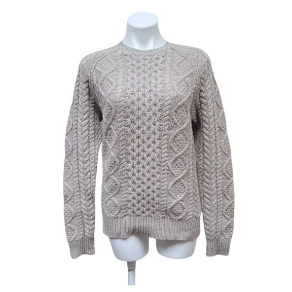 Polo Ralph Lauren BEIGE Aran-Knit Flag Sweater, Size Small NWOT